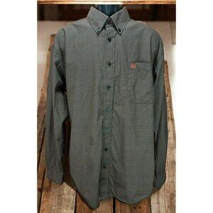 Cinch Mens Button-Up Shirt Large With Geometric Pattern In Brown